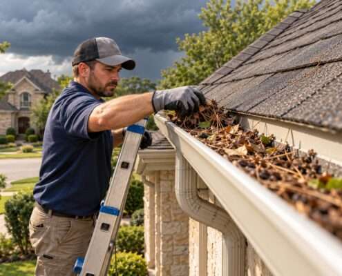 Professional gutter cleaning before Houston storm season