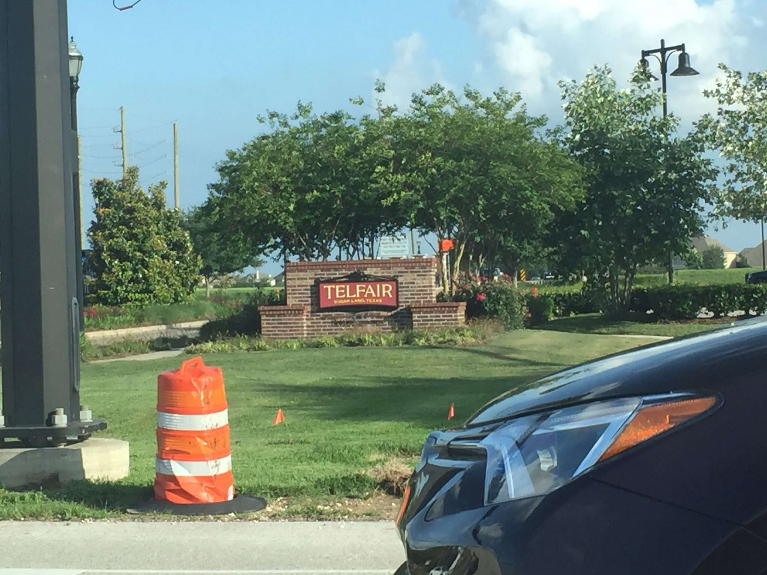 Telfair Sugar Land Texas neighborhood entrance sign